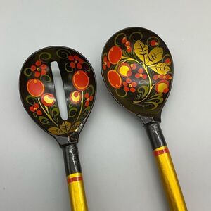 16"Khokhloma Spoons Traditional Russian Folk Art